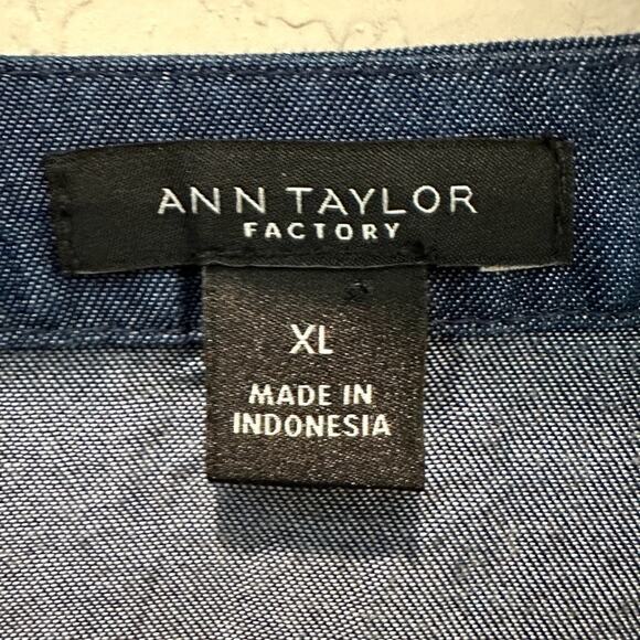 ANN TAYLOR FACTORY | Blue Lyocell Ruffle Sleeve Blouse Top | XL - Picture 6 of 7